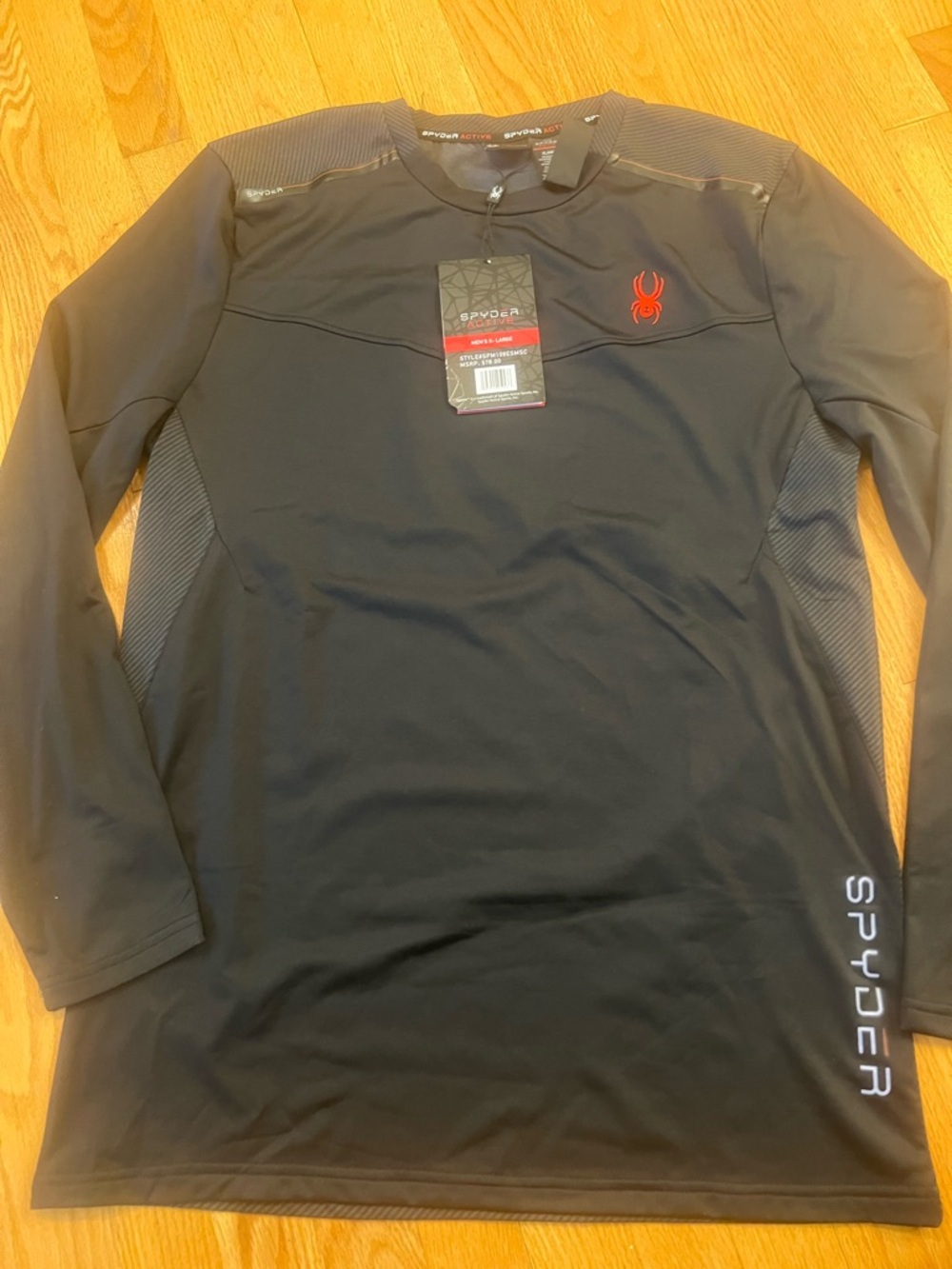 Spyder Mens Long Sleeve Black Performance Top shirt with Red Logo